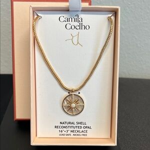 Camila Coelho | Compass Necklace w/ Natural Shell and Reconstituted Opal